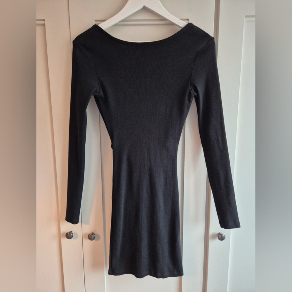 Ribbed Backless Mini Dress with Tie Detail